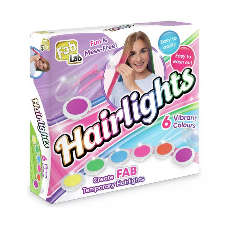 FabLab Hairlights Temporary Hair Chalks Kit for Kids - Vibrant Colour Streaks - Popular UK Hair Fashion Toy